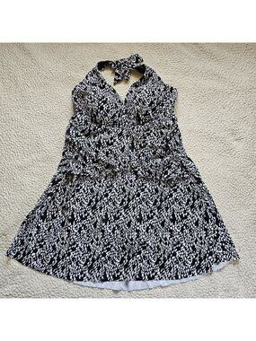 NEW Black & White Halter Strap Swim Dress Swimsuit - Swimsuits For All Sz 18